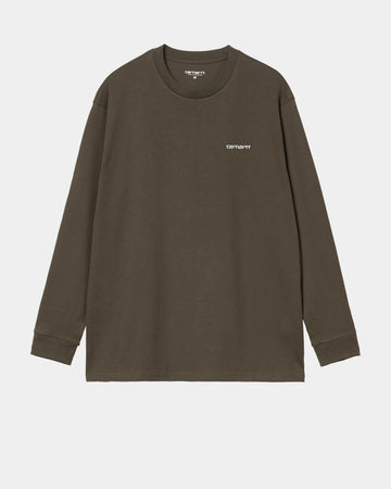 Carhartt L/S Script Embroidery Cypress / White