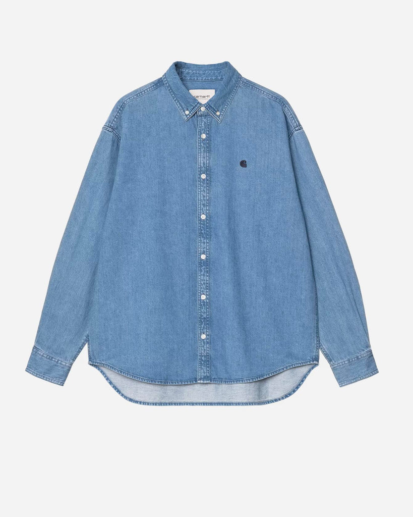Carhartt Wip: L/S Lucas Shirt Blue Stone Washed 
style: I034525_01_06