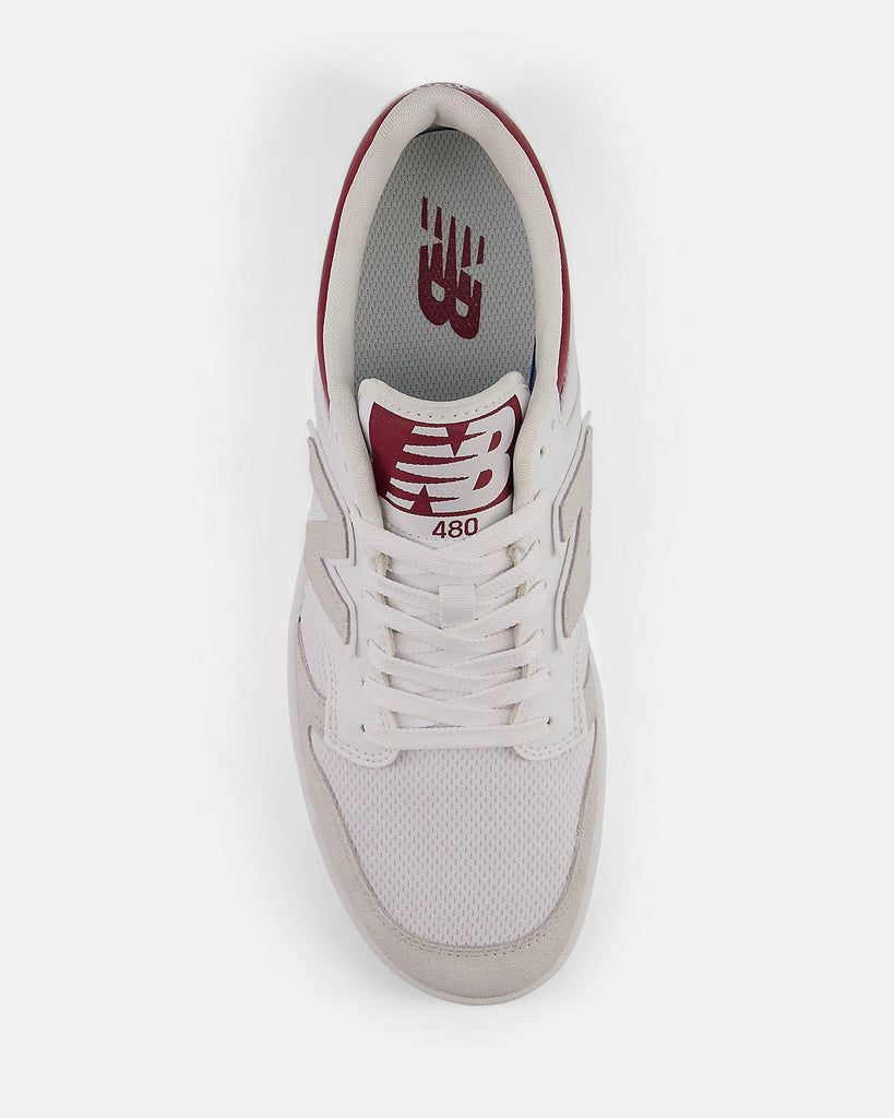 New Balance BB480LBK Leather Mesh White Burgundy